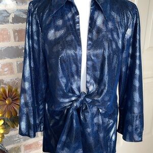 MISHCA Shimmer Reptile Print Tie Front Jacket Size Large